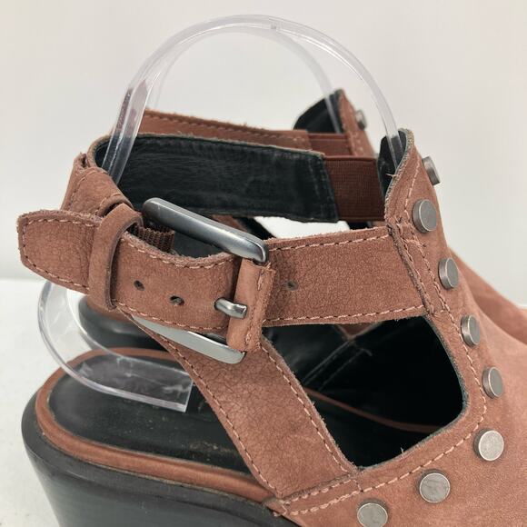 M4d3 Brown Silver Black Studded Leather Buckle Block Heel Alexa Bootie Boot Shoe - Picture 12 of 13